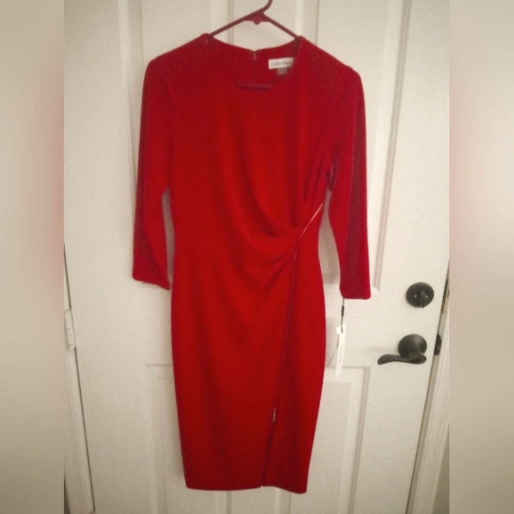 Calvin Klein Sparkley Red Cocktail Dress NWT Size 4